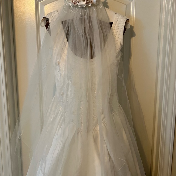 Michaelangelo Wedding dress Ivory Size 8, veil and petticoat - Picture 6 of 9